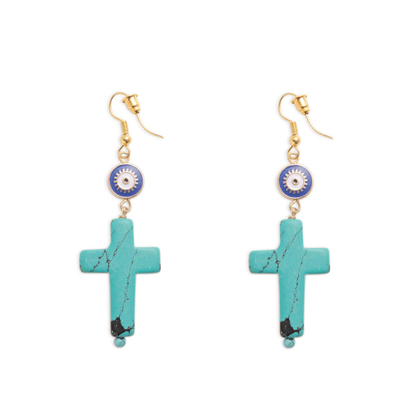 Turquoise Cross Earrings - Myra USA