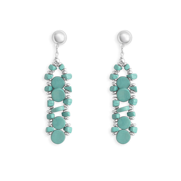 Seraphah Dimensional Earrings In Turqoise - Myra USA
