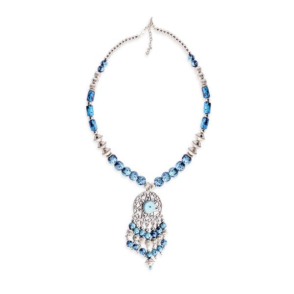 Luxi Concho Necklace In Blue