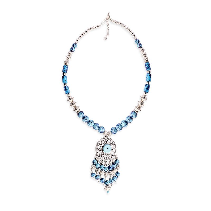 Luxi Concho Necklace In Blue