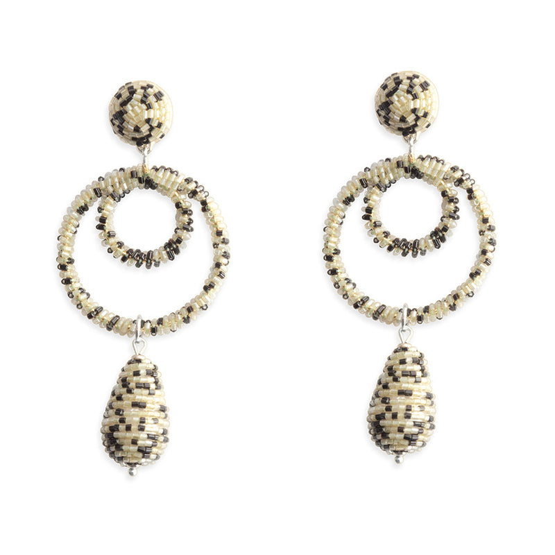 Marletta Beaded Earrings In Black And White