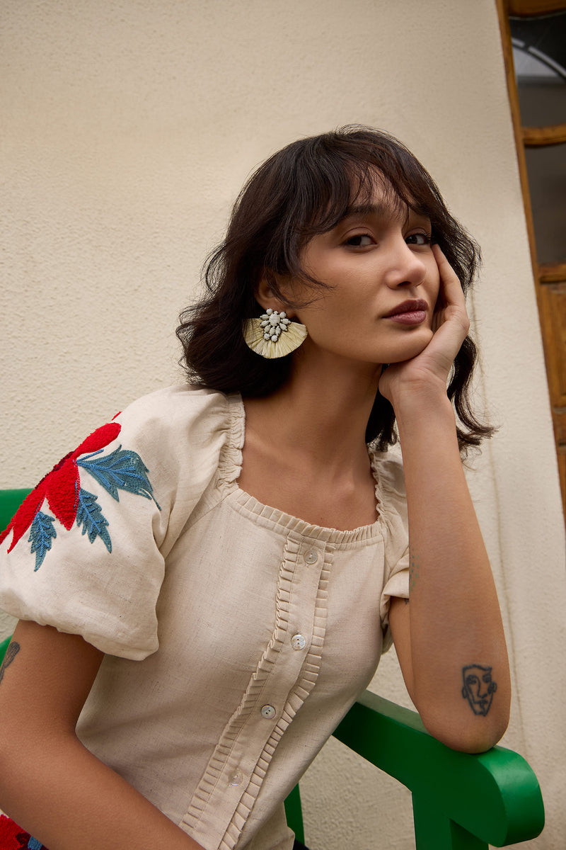 Cornflower Sky Earrings In White