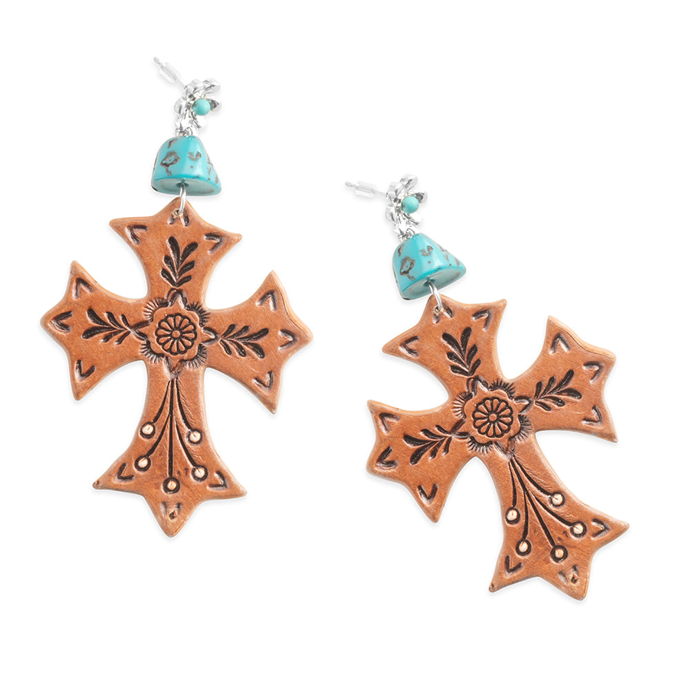 Cross of Glory Earrings In Brown - Myra USA