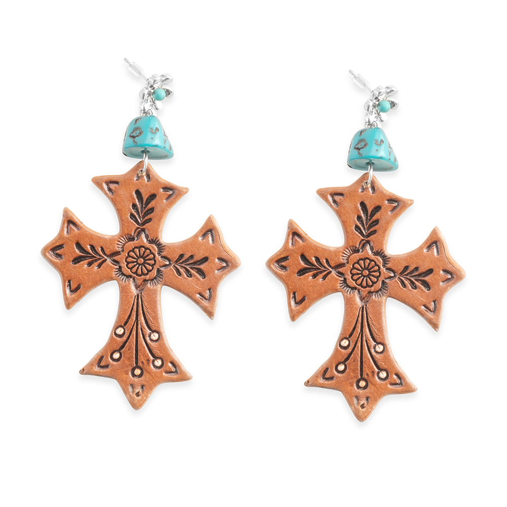 Cross of Glory Earrings In Brown - Myra USA