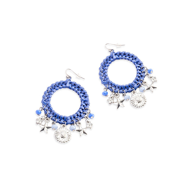 Round Sky Stream Earrings In Blue