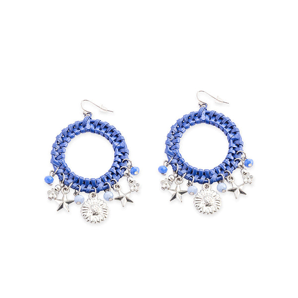 Round Sky Stream Earrings In Blue - Myra USA