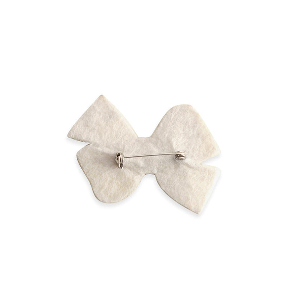 White Glittering Bow Brooch In White