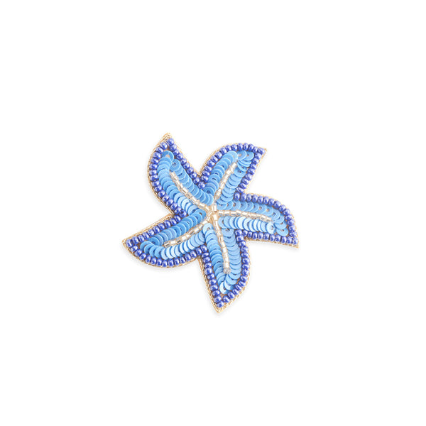 Lucky Starfish Brooch In Blue