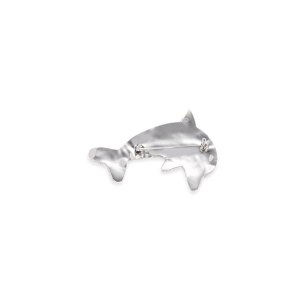 Leaping Dolphin Brooch In Silver - Myra USA