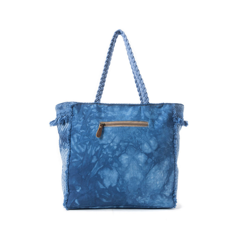 Azure Tribal Tassel Tote Bag