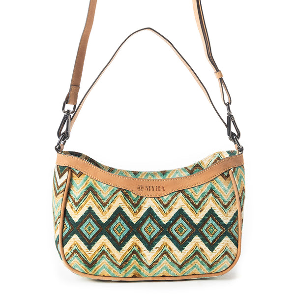 Harvest Chevron Crossbody Bag In Green - Myra USA