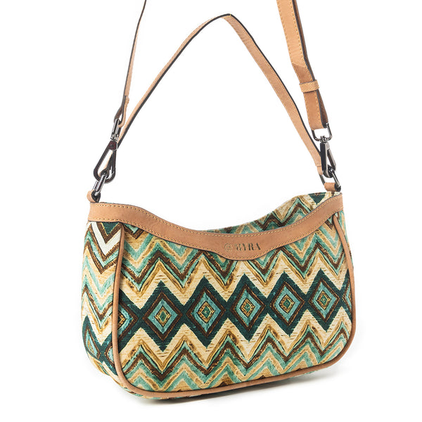 Harvest Chevron Crossbody Bag In Green - Myra USA