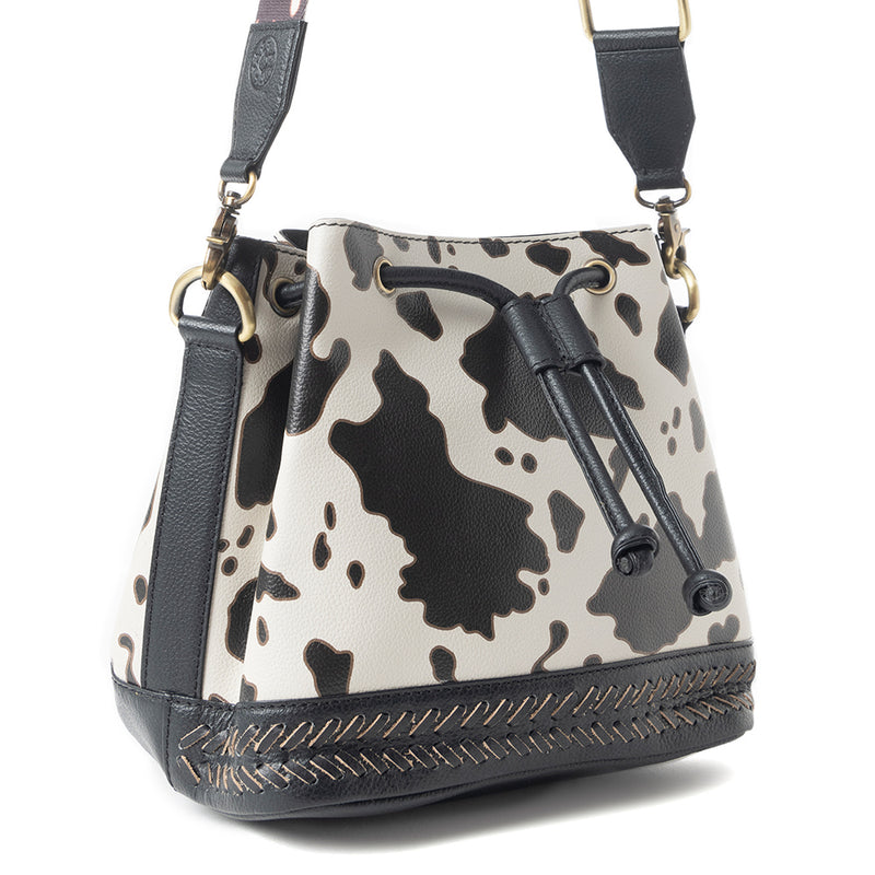 Ranch Holstein Heritage Bucket Bag Black & White