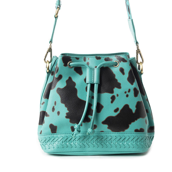 Ranch Holstein Heritage Bucket Bag Turquoise & black