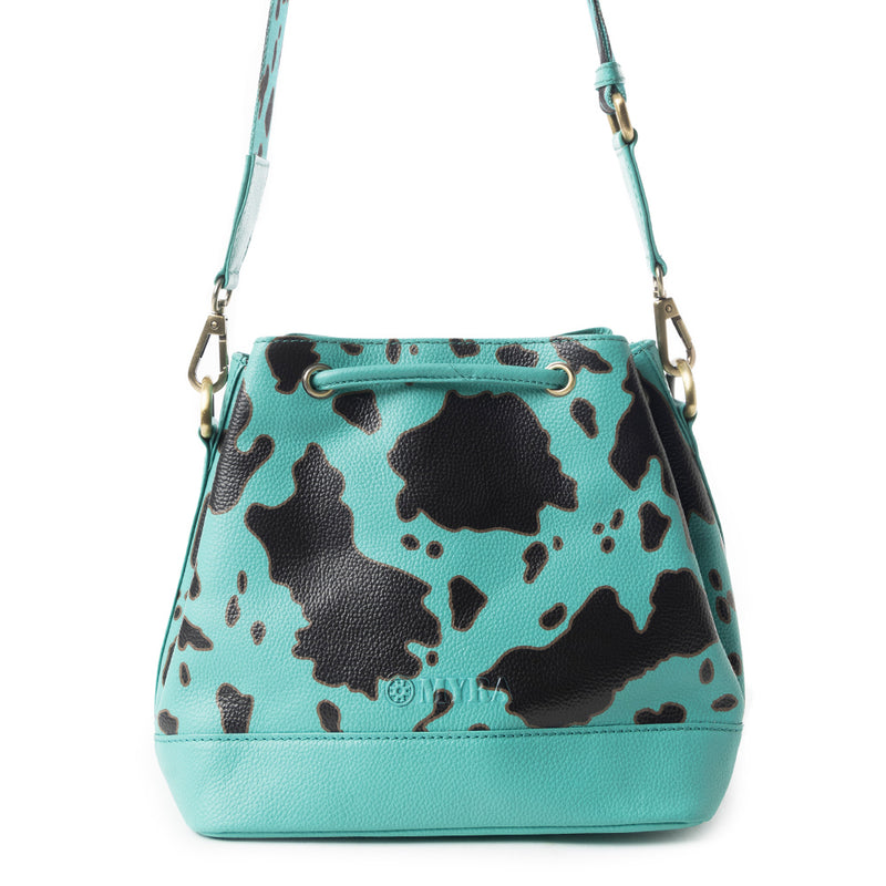 Ranch Holstein Heritage Bucket Bag Turquoise & black