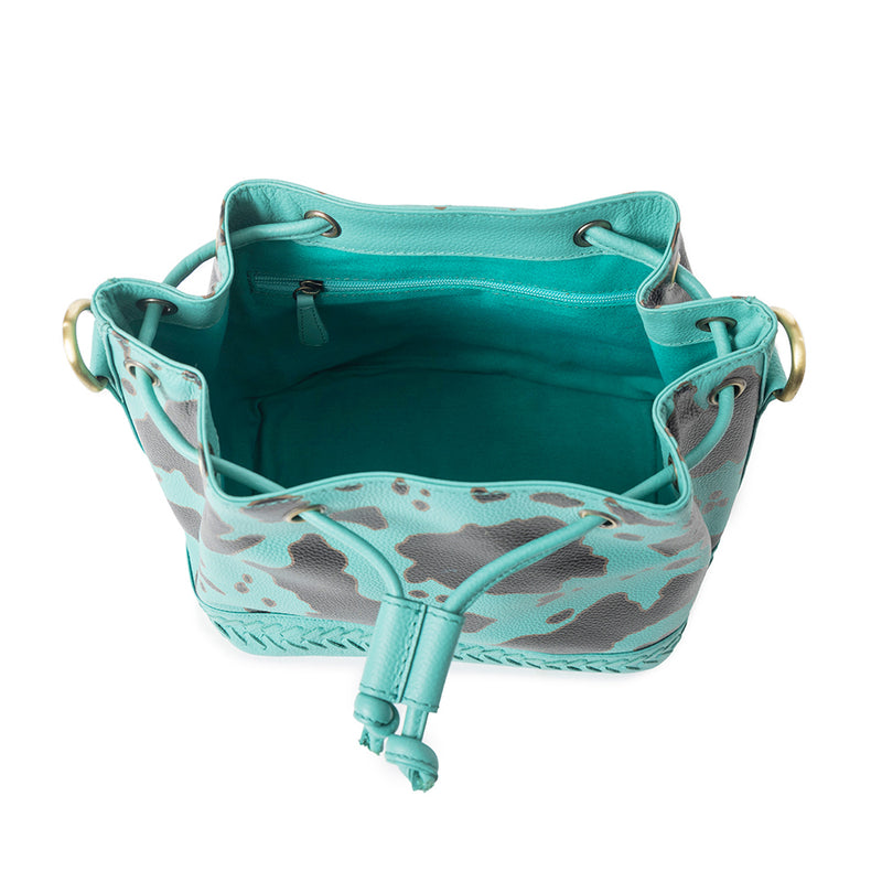 Ranch Holstein Heritage Bucket Bag Turquoise & black