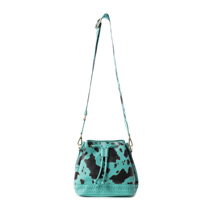 Ranch Holstein Heritage Bucket Bag Turquoise & black