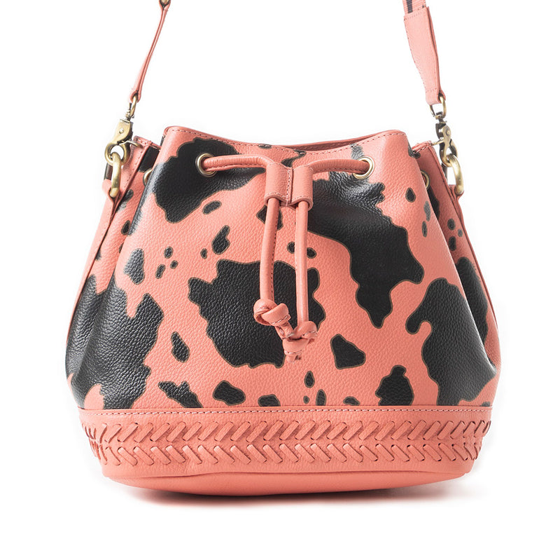 Ranch Holstein Heritage Bucket Bag Peach & Black