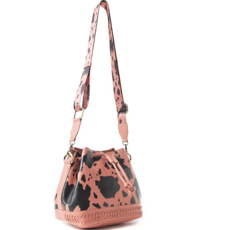 Ranch Holstein Heritage Bucket Bag Peach & Black