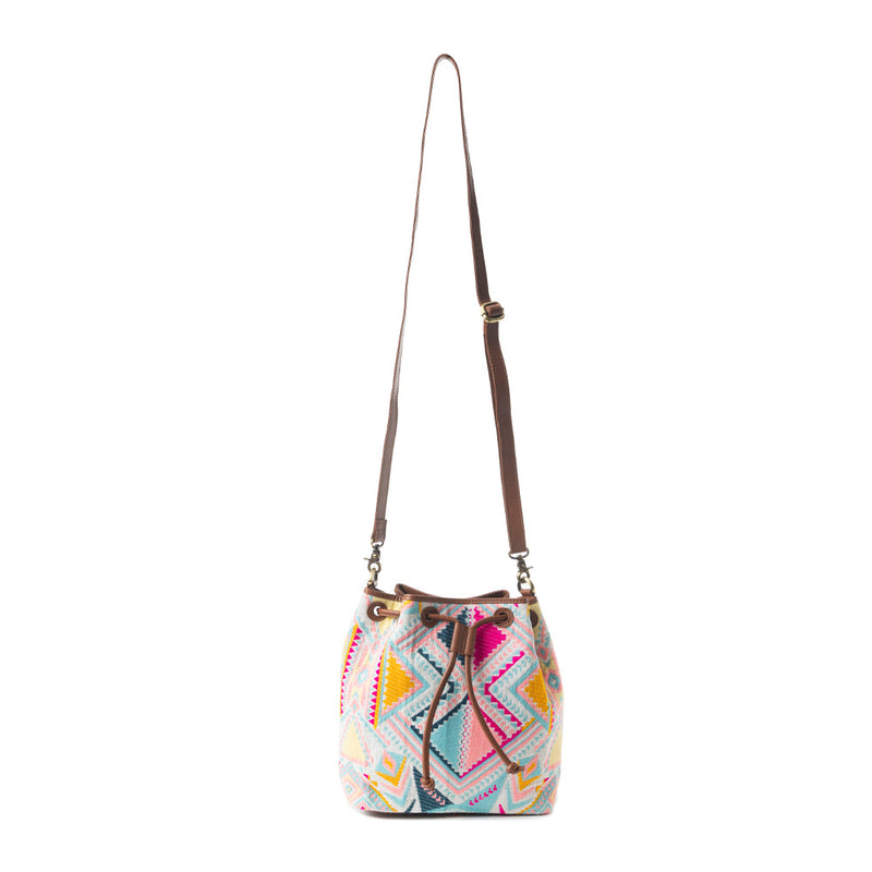 Pastel Desert Sunrise Bucket Bag In Pink