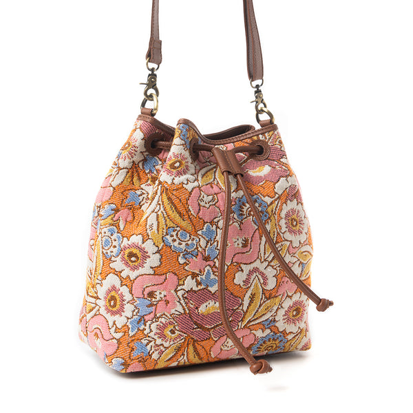 Pastel Desert Sunrise Bucket Bag In Brown