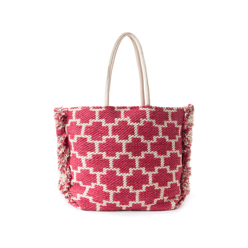 Garden Lattice Carryall Tote Bag In pink