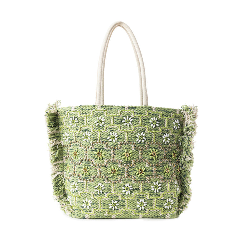 Garden Lattice Carryall Tote Bag In green