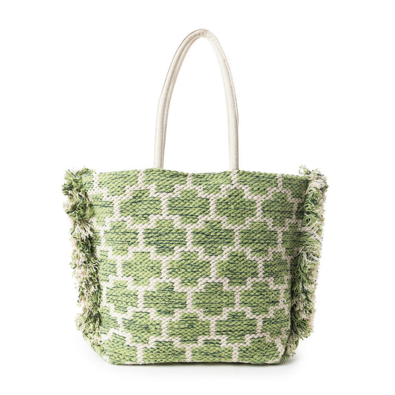 Garden Lattice Carryall Tote Bag In green