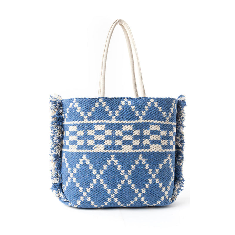 Garden Lattice Carryall Tote Bag In Blue