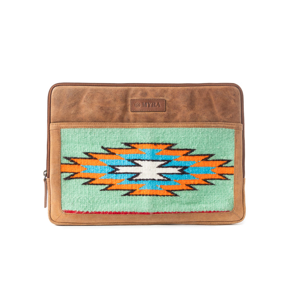 Minerva Prairie Laptop Case In Green And Brown - Myra USA