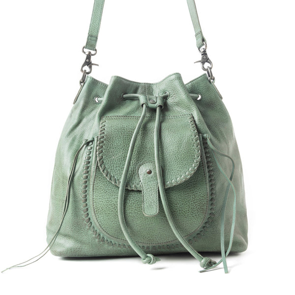 Mika Saddle Bucket Bag In Green