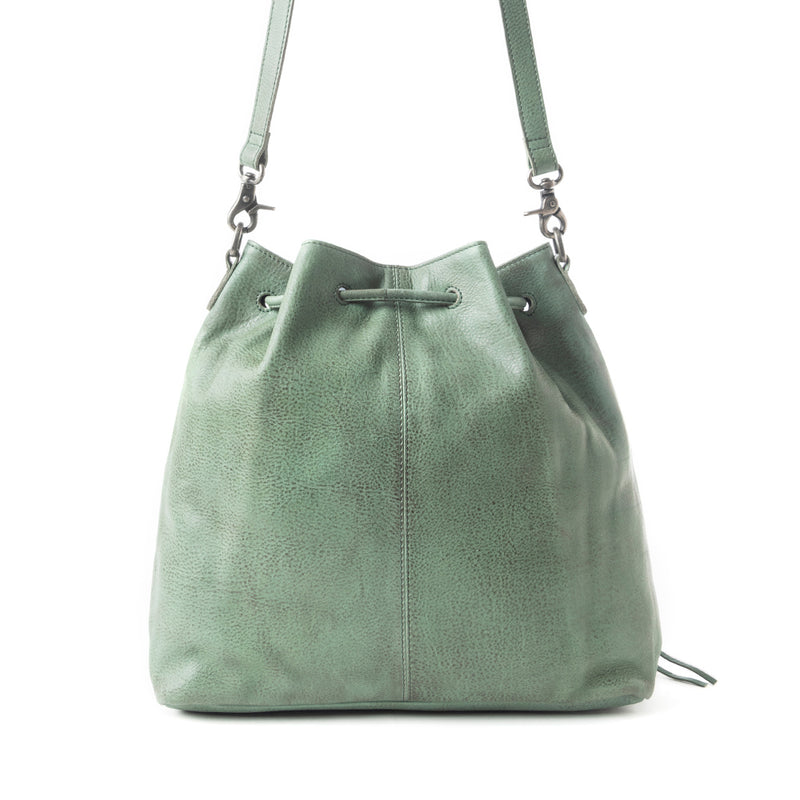 Mika Saddle Bucket Bag In Green