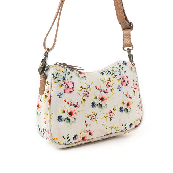 Cottage Rose Crossbody Bag In Off White