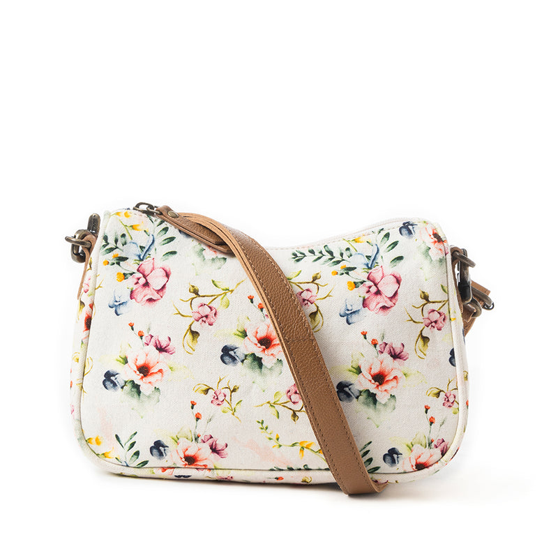 Cottage Rose Crossbody Bag In Off White