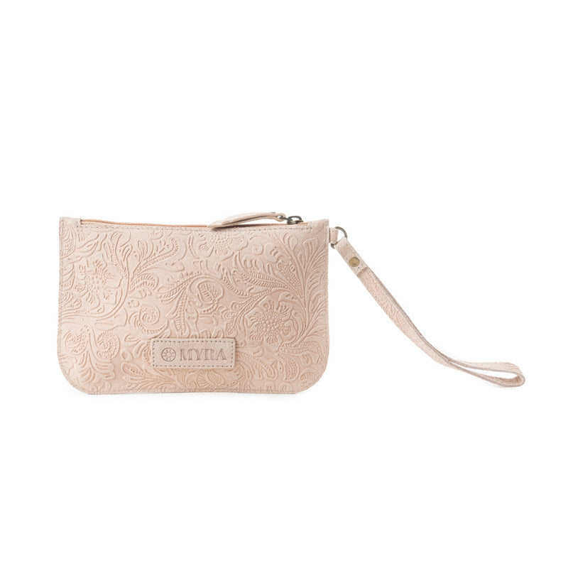 Heritage Scroll Clutch Bag In Beige