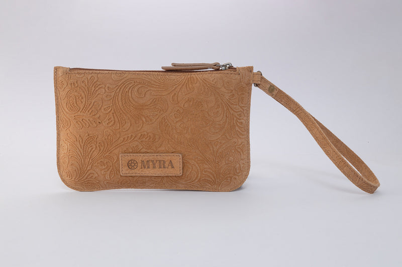 Heritage Scroll Clutch Bag In Brown