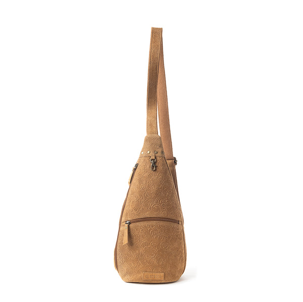 Marigold Scroll Sling Bag In Brown