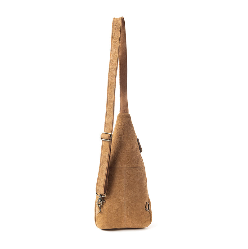 Marigold Scroll Sling Bag In Brown