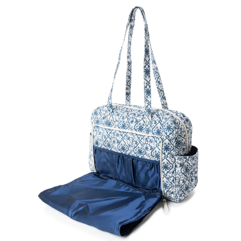 Royal Damask Diaper Bag In Blue