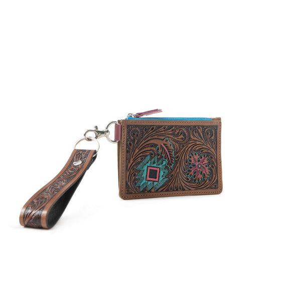 Pride of Prickly Pears Credit Card Holder In Brown and Blue - Myra USA