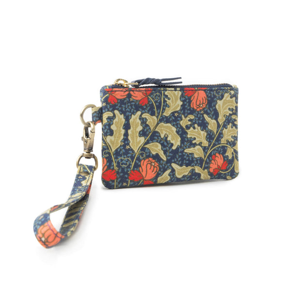 Red Blossoms Coin Purse In Blue - Myra USA