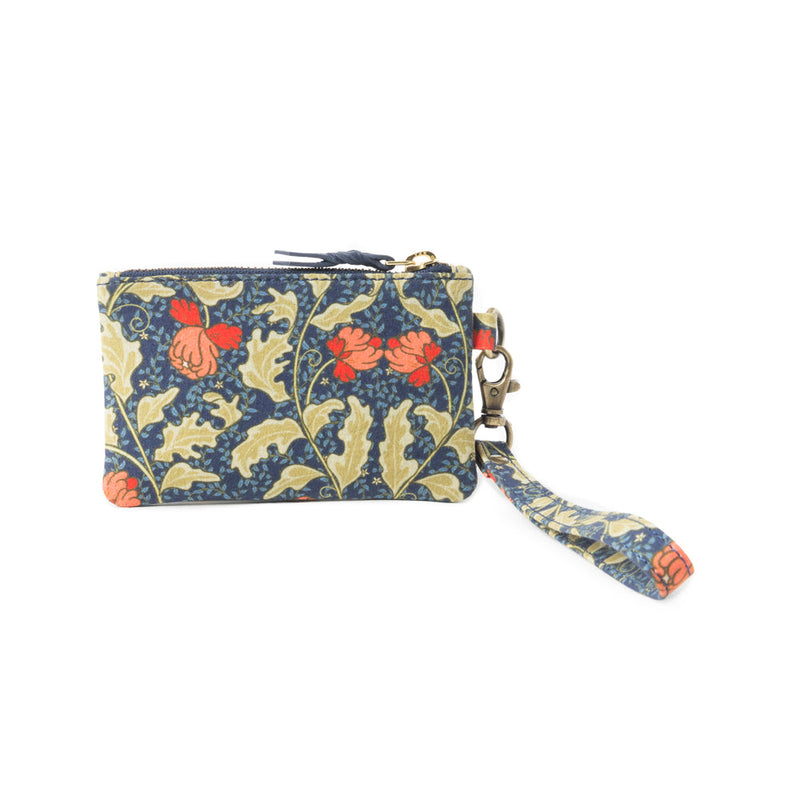 Red Blossoms Coin Purse In Blue