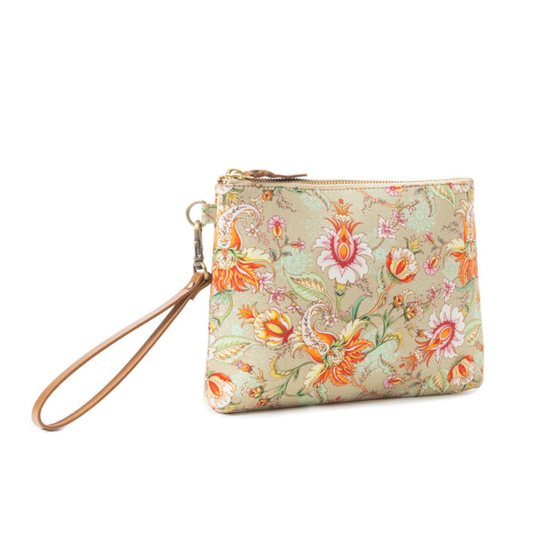 Peace & Serenity Blossoms Clutch Bag In Beige - Myra USA