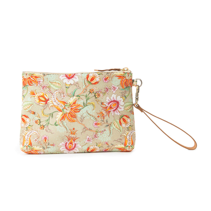 Peace & Serenity Blossoms Clutch Bag In Beige