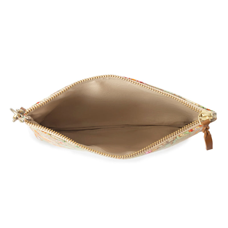 Peace & Serenity Blossoms Clutch Bag In Beige