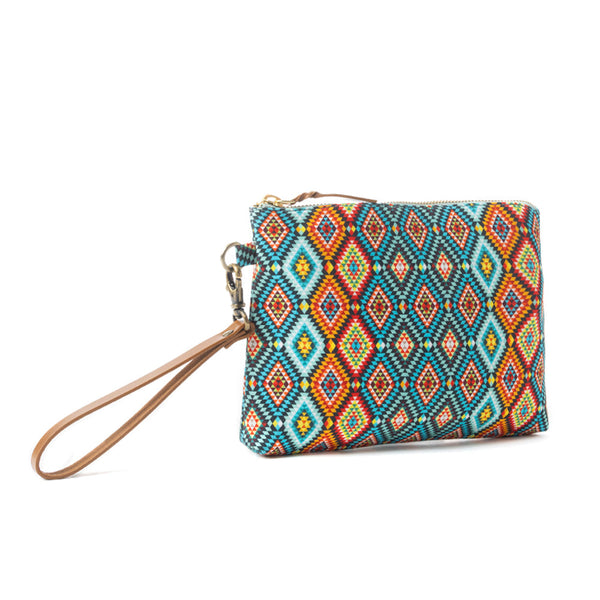 Peace & Serenity Blossoms Clutch Bag in Blue - Myra USA