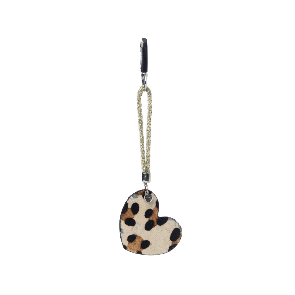Pearls Hold My Heart Bag Charm In Brown and Black - Myra USA