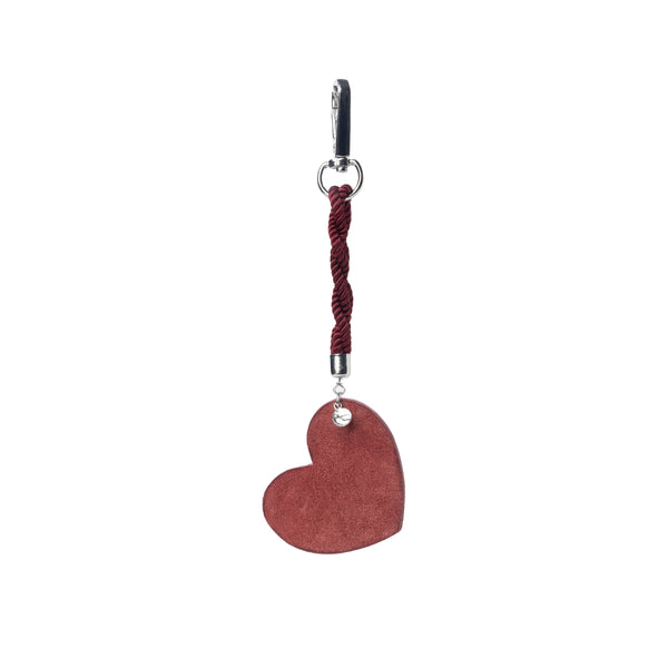 Pearls Hold My Heart Bag Charm In Red