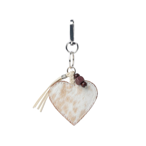 Grateful Heart Bag Charm In Brown and White