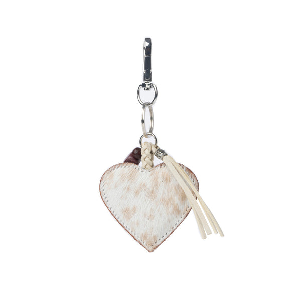 Grateful Heart Bag Charm In Brown and White